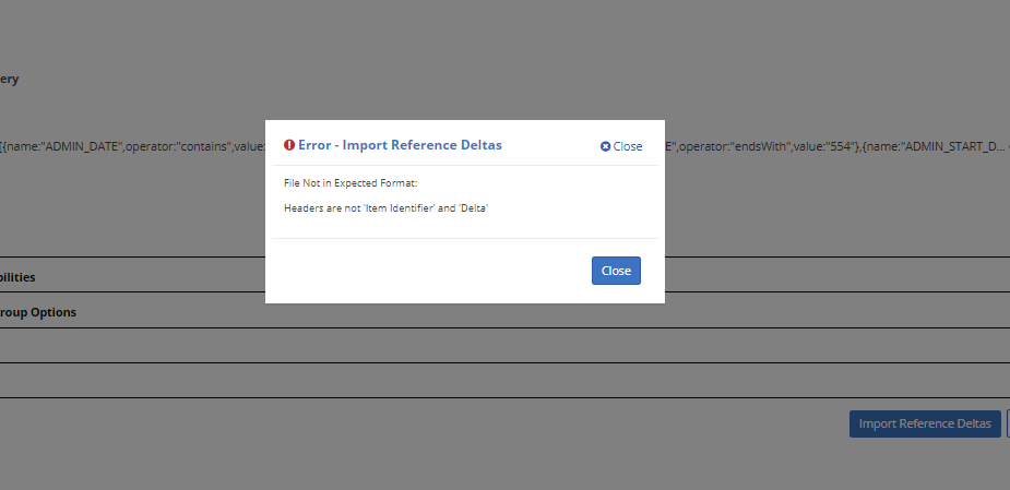 Request Details - Delta Import Error